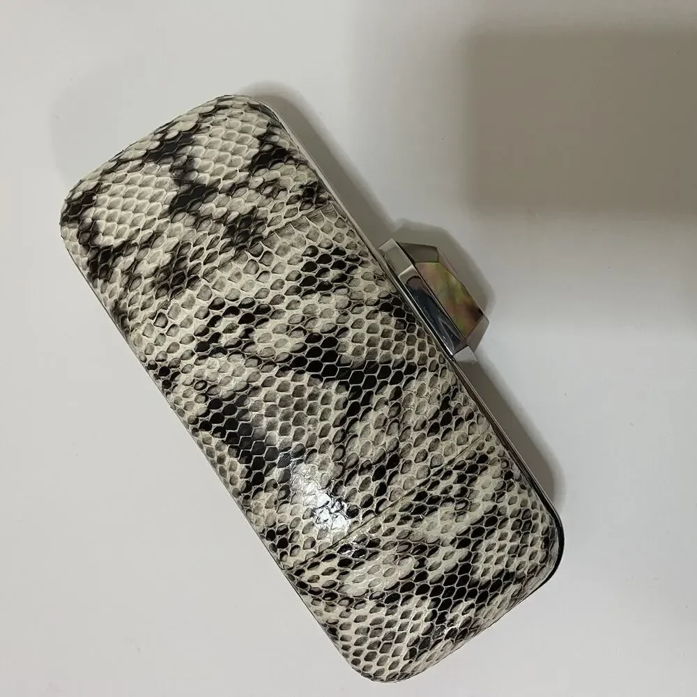 RAFE Snake Skin Clutch evening shoulder purse Demi Python white black combo